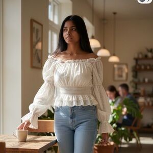 Princess Polly Off-Shoulder Smocked Peplum Blouse